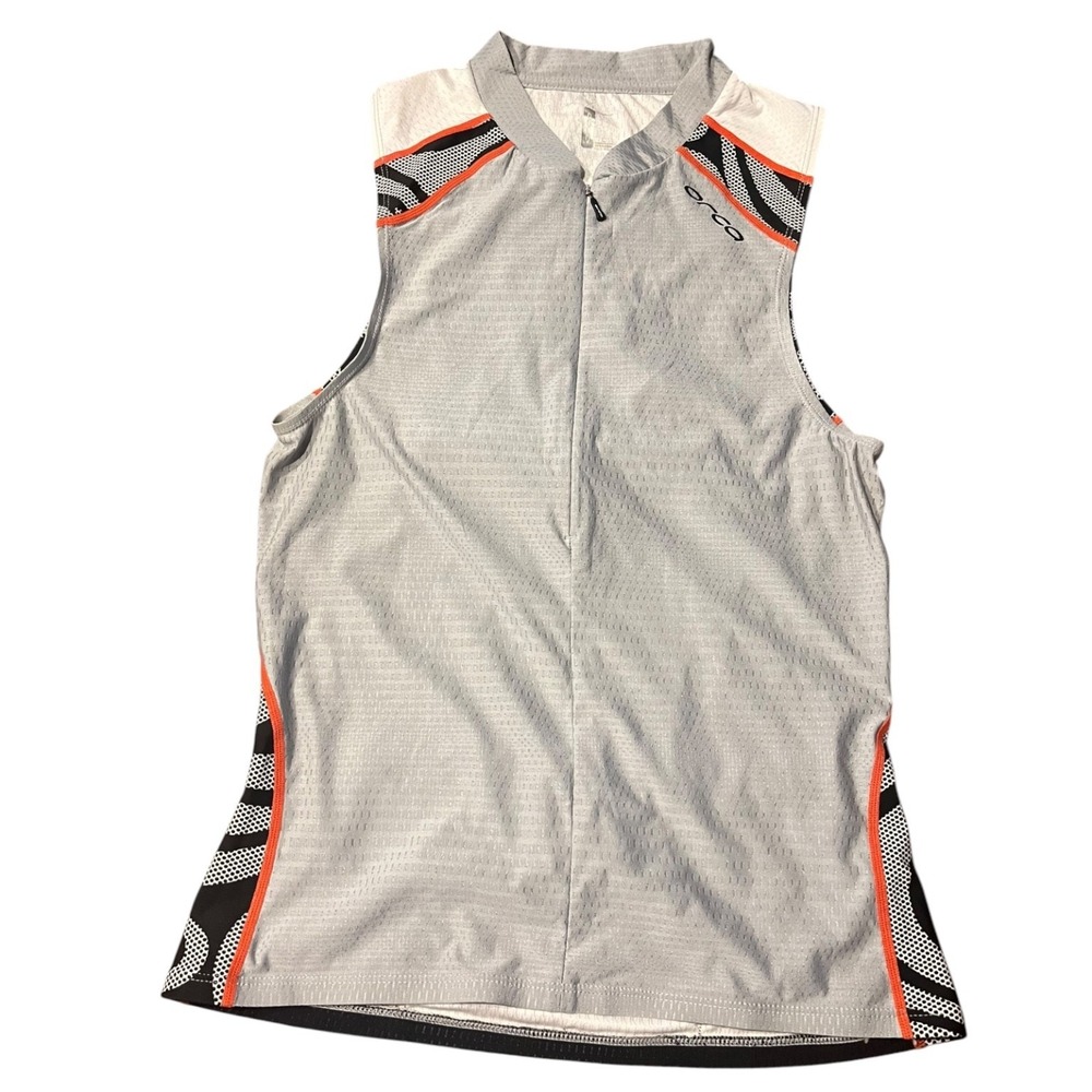 Orca Women's Activewear Top L Grey Orange Triathlon Cycling Jersey Sleeveless